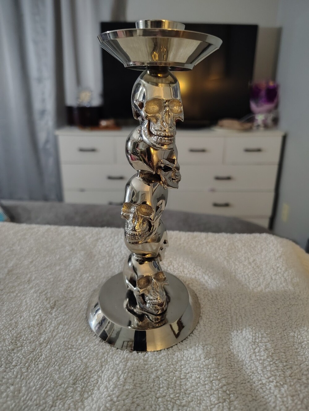 D & L Company Siver Skull Stack Candle Holder - Silver
